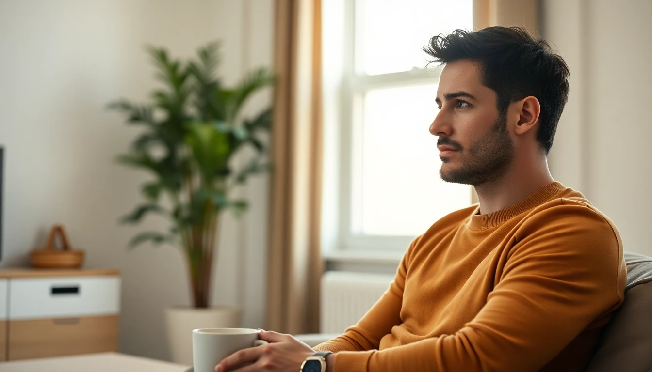 Muž přemýšlí o ashwagandhe a testosteronu - zdravý životní styl