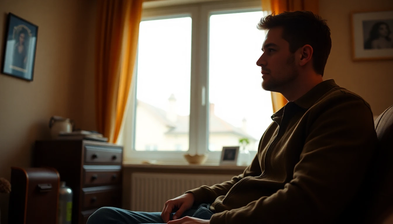 Muž přemýšlející u okna - jak přestat srovnávat s ostatními