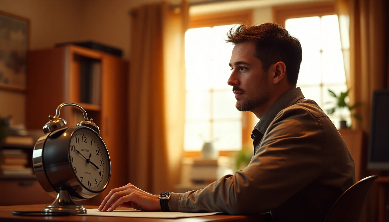 Muž přemýšlející u stolu - prokrastinace a jak ji překonat