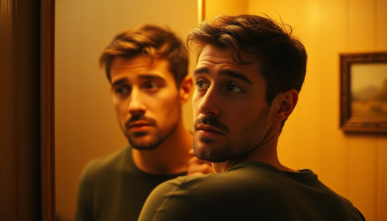 Muž hledící do zrcadla - syndrom podvodníka