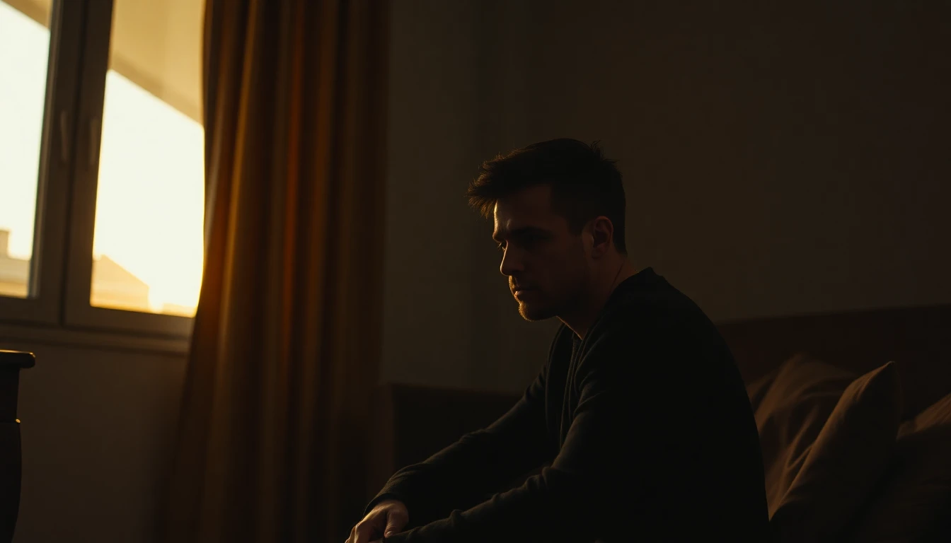 Unavený muž sedící v polštma - vyhoření u mužů